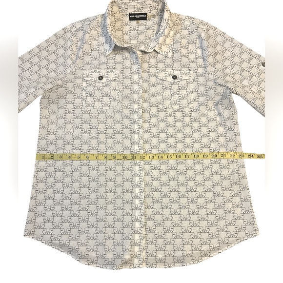 Karl Lagerfeld Paris Printed Button Front Blouse XL - Picture 6 of 9